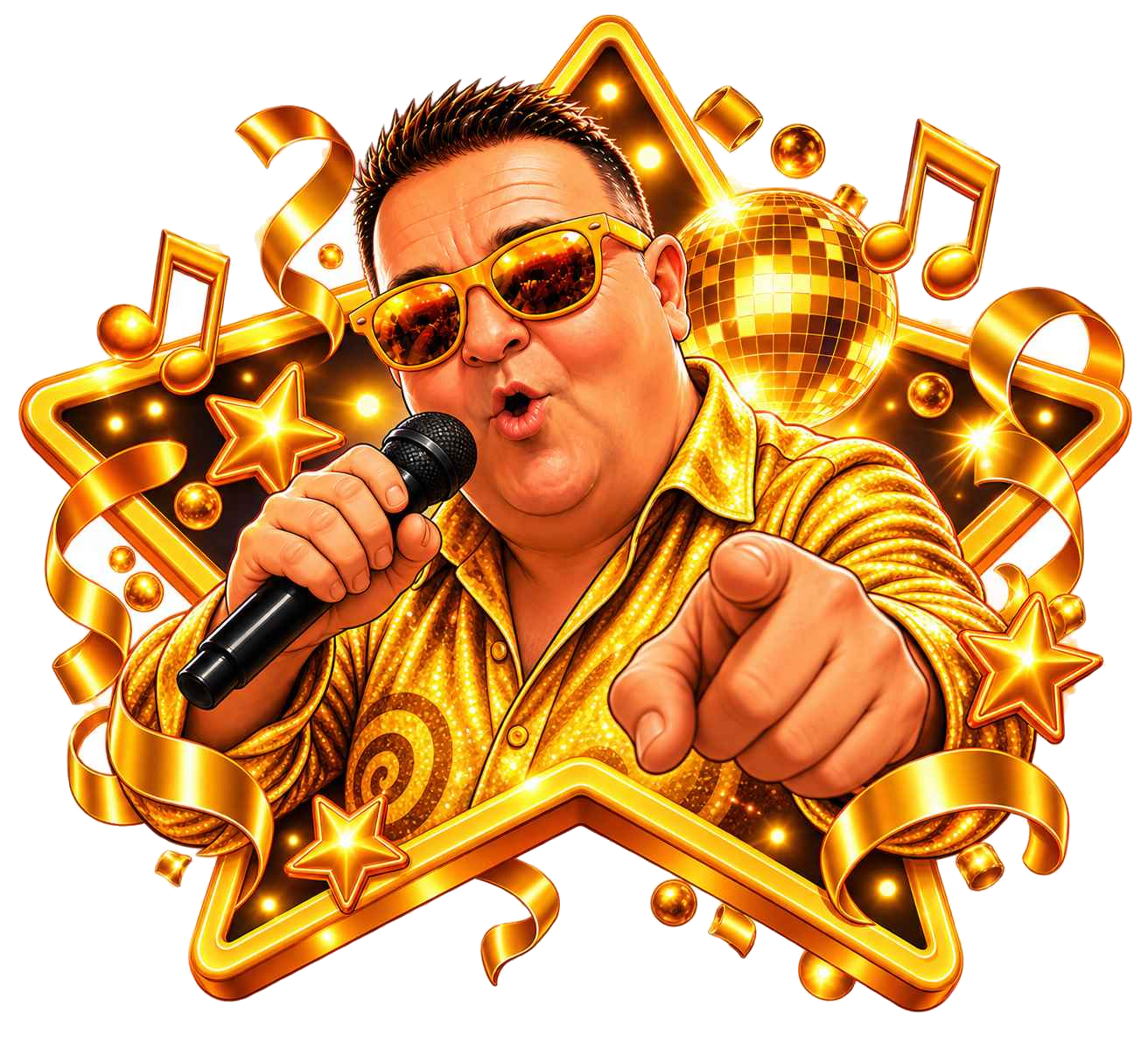 Feestzanger Silvio Hollandio met microfoon