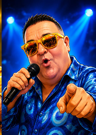 Feestzanger Silvio Hollandio optreden blauw